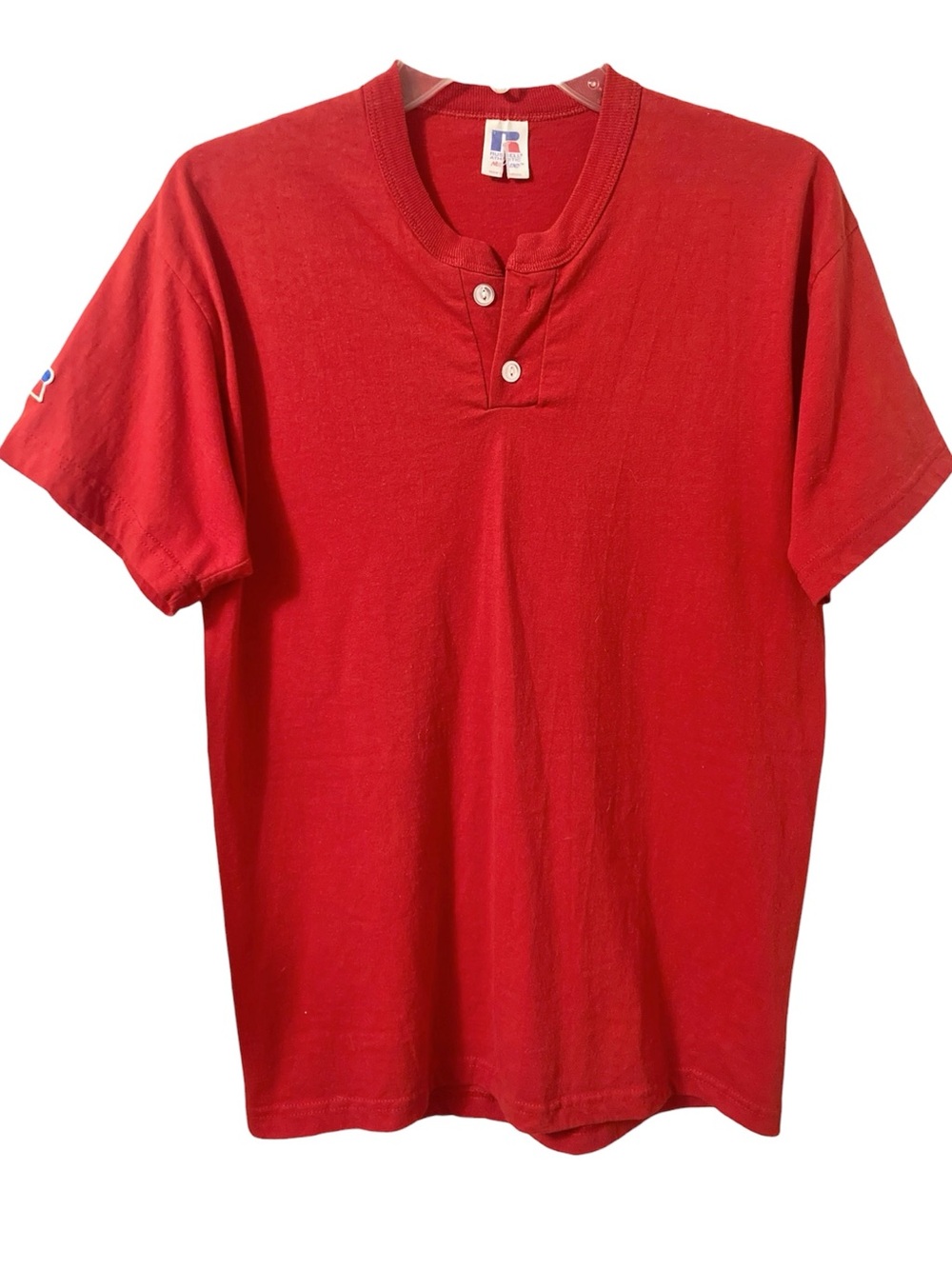 Vintage 90’s Y2K Mens Red T-Shirt Tee Shirt Russel Athletic Cotton Size Medium